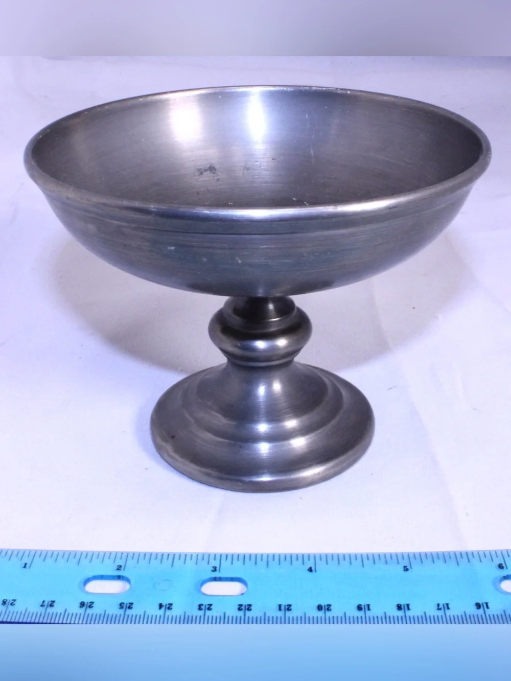Vintage Pewter Pedestal Bowl Footed Chalice Compote Centerpiece